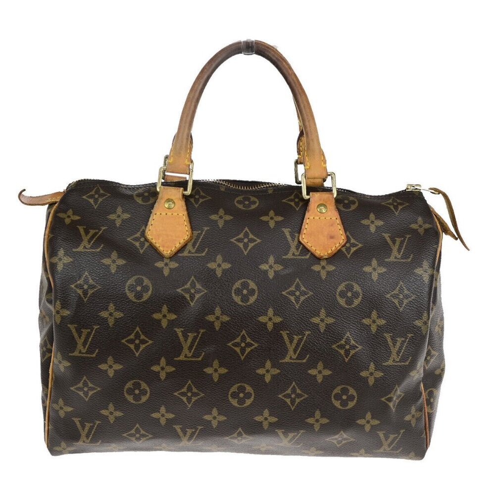 LOUIS VUITTON Speedy 30 Travel Hand Bag Monogram Leather Brown